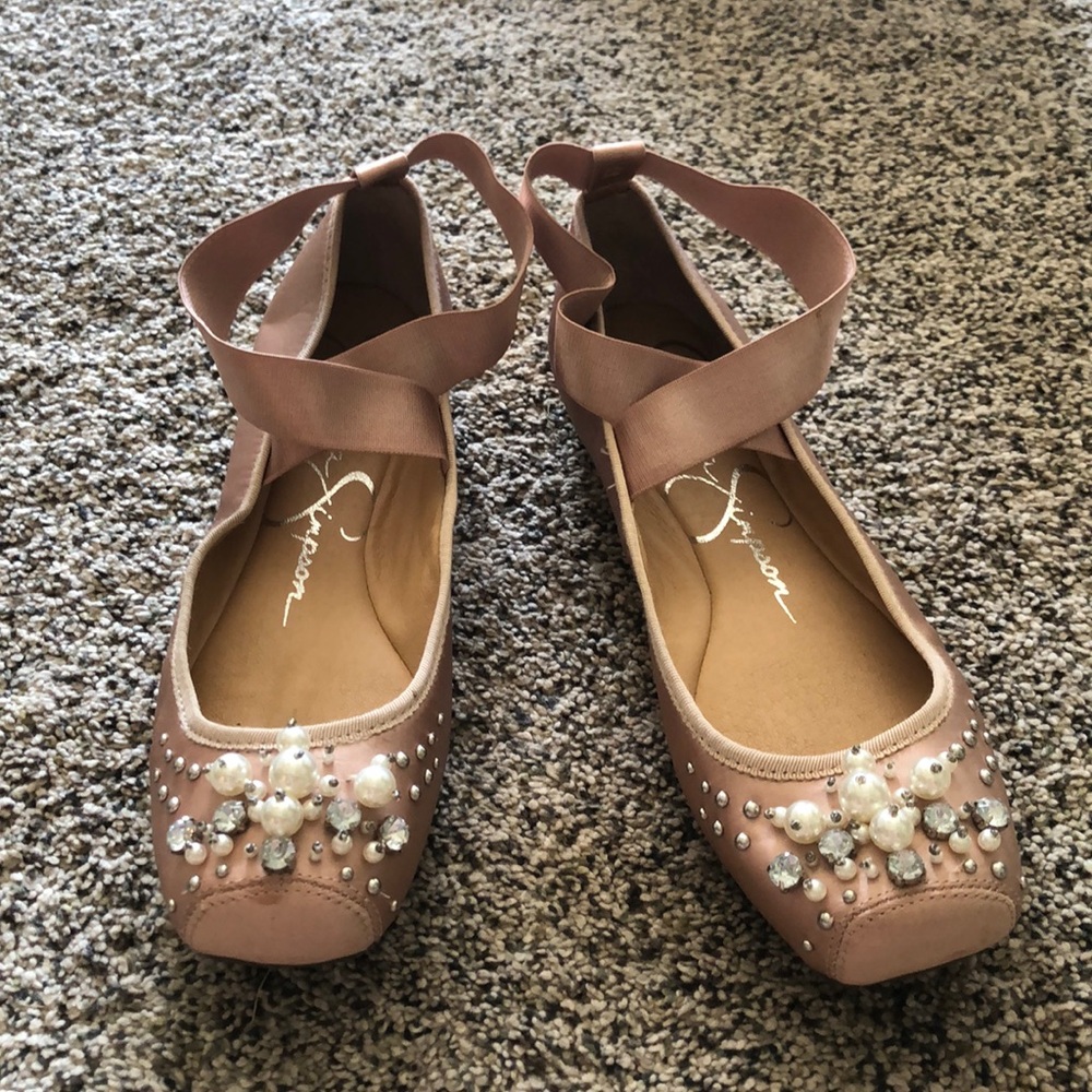 Jessica Simpson Pink Ballet Flats w/ Jewels